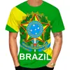Camiseta Masculina Casual Solta com Gola Redonda, Estampa Digital 3D, Nova Bandeira Nacional, Transfronteiriça, Tamanho Grande, Manga Curta