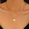 Collar Circular Personalizado de Zirconia de Moda Temu de Venta Caliente Transfronteriza para Mujer Cadena de Clavícula Pequeña Multicapa Europea y Americana