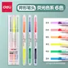Set de Bolígrafos Resaltadores Deli 6 Colores Gran Capacidad Secado Rápido A Prueba de Manchas Punta Duradera Bolígrafo de Alta Calidad para Journaling DIY