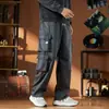 Exército Verde Calças Retas Tooling Outono Masculino Novo High Street Moda Marca Multi-Bolso Solto All-Match Calças Casuais