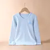 Ropa interior térmica de algodón puro para niños Adolescente Rayas Capa base Terciopelo suave Ropa de otoño Niños medianos y grandes Estudiante Color liso Top individual