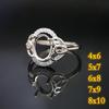 Acessórios Suporte Combinando Feito à Mão Prata S925 Anel Feminino Suporte Vazio Incrustado com Corte Superfície de Ovo 4x6 5x7 6x8 7x9 8x10