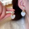 Aretes de Perlas de Doble Cara de Amor Francés para Mujer, Nicho, Suaves, Estilo Simple, Lujo Ligero, Diseño de Alta Gama