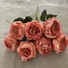 Ramo de peonías artificiales de 7 piezas con bordes deshilachados, estilo nórdico, para arreglos florales de mesa de interior