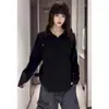 Sudadera básica informal de manga larga estilo americano 2026 para hombres y mujeres, corte holgado, jersey versátil, negra, adecuada para primavera y otoño