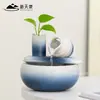 Ornamento de Água Corrente em Cerâmica, Mesa de Chá para Sala de Estar Estilo Chinês, Água Circulante, Umidificador Atrator de Riqueza, Aquário Pequeno para Mesa de Escritório com Paisagem
