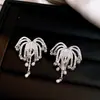 Brincos de Tassel de Zircônia Fireworks Banhados a Ouro 18K Real com Pérola Acessível Luxo High-End Presilhas de Orelha Brincos de Moda Europeia e Americana para Mulheres