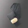 Calças Casuais de Algodão com Forro de Fleece Masculino de Inverno Tamanho Grande Térmicas de Grafeno Resistentes ao Frio Pretas Douradas Retas Largas Longas Masculinas