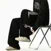 Calça de Três Listras Masculina 2025 Primavera Nova Marca Tendência Retro Americana Bordado de Letras Solta Reta Casual Longa