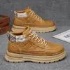 Nuevos Zapatos de Hombre de Otoño Transpirables Botas Altas Estilo Martin Tendencia Versátil para Hombre Suela Gruesa Botas de Trabajo Casuales Zapatos de Piel Botines