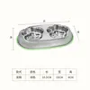 Comedero para Gatos Tazón para Comida de Mascotas Acero Inoxidable 304 Comedero y Bebedero Integrado Doble Tazón Bebedero para Gatos Antiderrames