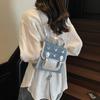 Mochila Casual de Mezclilla Estilo Universitario para Mujer 2025 Nueva Elegante Linda con Lazo Multifuncional de un Solo Hombro Diagonal