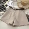 Shorts casuais femininos 2026 primavera novo estilo coreano ins estilo Hong Kong retrô simples de usar cintura alta linha A calças de perna larga