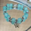 Mariposa Azul Lago~Pulsera de Mariposa Dulce Mariposa Floral de Vidrio para Mujer Ins Joyería de Amistad de Alto Valor