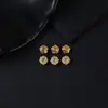 Plata S925 Chapada en Oro de 24 Quilates, Flor Blanca de Cinco Pétalos Luna de Luna, Cara de Anillo de Trébol de Cuatro Hojas, Pulsera, Pendientes, Accesorios para Joyería DIY