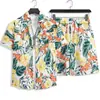 Camisa Hawaiana para Hombre de Manga Corta Traje Caliente Transfronterizo Impresión 3D Patrón Colorido Casual Deportivo Conjunto de Dos Piezas