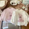 Suéter de invierno para niña, engrosado, cálido, estilo Western, bordado de dibujos animados, jersey de punto para niña, suéter básico de punto