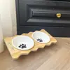 Suministro de fábrica de soporte de madera con cuello inclinado para cuencos de cerámica, cuencos para mascotas anti-derrames, cuencos para comida de gato al por mayor