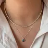 Collar de Piedra Lunar y Aguamarina de Lujo Ligero y de Gama Alta para Mujer Versátil Genial Colgante Diseño de Nicho Cadena para Clavícula