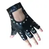 Guantes de Rendimiento de Moda Punk Danza Danza Callejera Remaches Deportes al Aire Libre Ciclismo Medio Dedo Pu Conducir Calado