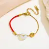 Pulseira de Aço Titânio com Meia Corrente Estilo Étnico Corda Vermelha Estilo Chinês para Mulheres, Joia de Mão Trançada Atacado, Nova Pulseira de Luxo Leve Estilo Chinês