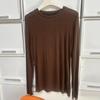 Estilo Cos 2026 Otoño Nuevo Camiseta Básica de Lana Ajustada de Manga Larga para Mujer, Top Interior Casual de Color Sólido
