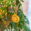 Colar com Pingente Bússola Giratória Banhado a Ouro Estilo Antigo Micro-Incrustado com Diamante Corrente para Suéter Estilo Chinês Pingente Moderno Venda por Atacado