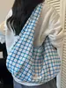 Bolso tote de estilo casual con gran capacidad, estampados florales y de cuadros, sensación relajada, moda coreana, casual y único, adecuado para ir al trabajo, bolso de hombro