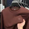 Camiseta Lisa de Manga Longa com Gola Redonda para Homens, Nova Coleção Primavera e Outono 2026, Camisa Básica Versátil, Moletom Casual com Gola Redonda, Atacado de Roupas Masculinas