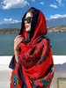 Cachecol Étnico de Verão com Proteção Solar Xale Feminino Lenço Antigo Lenço de Viagem Yunnan Versátil Sombra de Sol à Beira-Mar Vintage