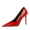 6122-8 Estilo Europeo y Americano Simple Tacones Altos de Aguja Boca Baja Punta Afilada Sexy Look Adelgazante Zapatos Planos de Tacón Alto Profesionales para Mujer