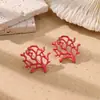 Brincos Estilo Resort Oceânico Coral com Gotejamento de Óleo para Mulheres, Brincos Exagerados de Alta Qualidade, Tarraxas, Joias Atravessando Fronteiras Atacado