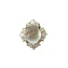 Anel Romântico de Chalcedônia Branca Cabochão de Alto Padrão para Mulheres, Anel de Dedo Indicador Trançado oco de Verão Doce, Estilo de Moda de Luxo Leve Nicho