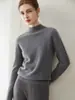 Suéter 100% cachemira pura, prenda base de punto de cuello alto medio, suéter básico liso simple y elegante para mujer, disponible para dropshipping