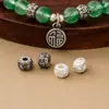 Plata pura s925 vintage 5.5mm cuentas espaciadoras de mantra de seis caracteres pulsera de manualidades DIY pulsera Bodhi materiales accesorios
