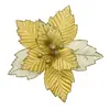 Flores artificiales con purpurina dorada navideña 21486 Accesorios para coronas navideñas Decoraciones navideñas Flores artificiales