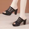 Chanclas de Boca de Pez con Pedrería 2026 para Mujer Verano Nueva Moda Versátiles para Exteriores Talla Grande Antideslizantes de Malla Sandalias de Dedo Abierto