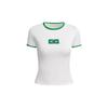 Camiseta de estilo retro europeo y americano con personalidad transfronteriza, estilo callejero europeo y americano, con estampado geométrico de la bandera de Spice Girl sexy y ombligo