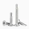 410 tornillos para madera con cabeza avellanada y punta de broca, tornillos autoperforantes y autoperforantes de acero inoxidable, sujetadores para construcción y decoración, especificaciones completas