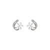 Pendientes de Plata de Ley S925 con Resina, Flor Pequeña con Diamantes, Pendientes Curvos, Accesorios Florales para Orejas, Estilo Fresco para Mujeres, Diseño de Pétalos