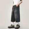 Pantalones Cortos de Mezclilla Retro Americanos de Mejor Venta en Aliexpress para Hombre, Shorts Rectos Holgados de Pierna Ancha con un Diseño Elegante, Transfronterizo