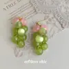 Brincos Artesanais de Cacho de Uva Fresco e Doce, Acessórios de Fruta Uva Verde Fashion, Brincos de Designer Estilo Ins Nicho de Verão
