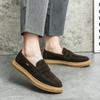 Mocasines Transfronterizos para Hombre 2024 Primavera y Otoño Nuevos Zapatos de Tabla Esmerilada con Suela de Carne para Hombre Zapatos Perezosos de Frijol sin Cordones
