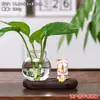 Gatito pescando, panda, rana, gato siamés, planta pothos, jarrón hidropónico, adorno de escritorio, decoración de escritorio de oficina