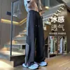 Pantalones de Tres Barras Estilo Americano de Seda de Hielo de Secado Rápido para Hombre Verano Delgados High Street Sueltos Pierna Ancha Casual Deportivos para Verano