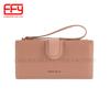 Cartera larga casual fresca portátil de dos pliegues con correa de muñeca, hebilla, monedero, ultradelgada, para múltiples tarjetas
