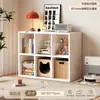 Estilo Nórdico Color Crema Madera Maciza Rejilla Blanco De Pie Estantería Combinación de Almacenamiento con Compartimentos Múltiples Estante para Libros Gabinete Cuadrado con Rejilla