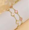 Pulseira Europeia e Americana Transfronteiriça Hot Sale Flor de Cinco Pétalas da Sorte Conjunto de Duas Peças Grego temu Hot Sale Conjunto de Pulseira Grama de Cinco Folhas