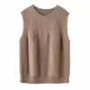 Colete de Tricô Novo Estilo Outono/Inverno 2026 para Mulheres, Colete de Lã Crochê, Roupa Exterior, Cardigan Pequeno, Roupa em Camadas, Top Colete Camada Interna