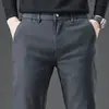 Pantalones casuales de otoño para hombre, cintura elástica, nuevo estilo 2026, moda masculina de pierna recta ajustada para negocios, pantalones largos modernos de otoño e invierno